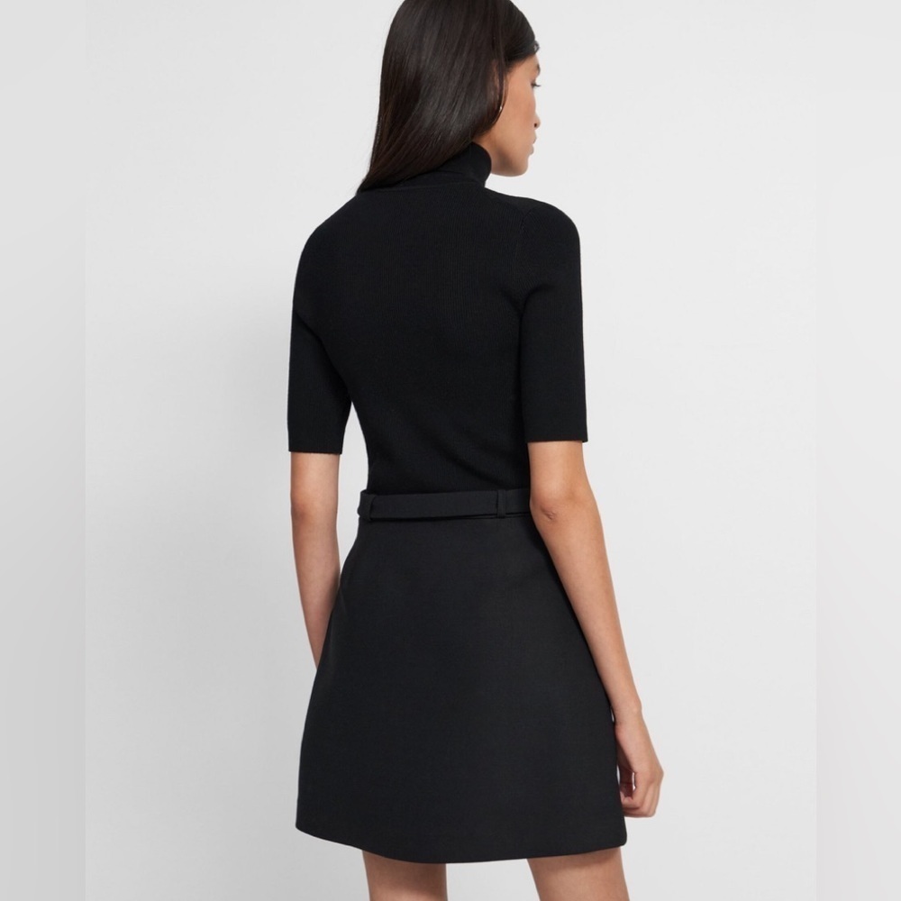 Theory / Combo Dress Bistretch Wool Twill ribbed sweater black turtleneck s - Picture 5 of 8
